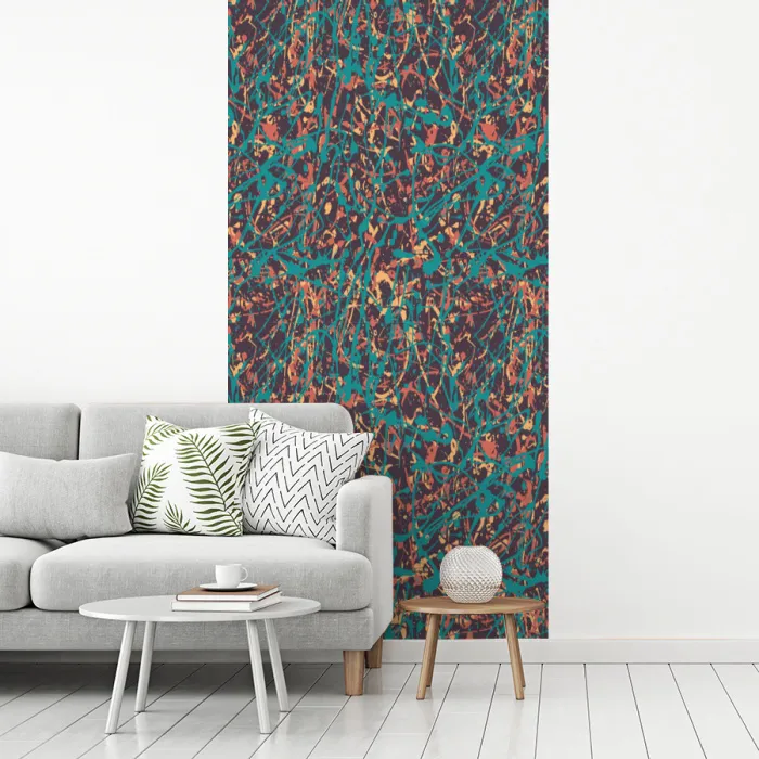Spat - Abstract - Oranje - Groen fotobehang vinyl groot 64 -woonkamer