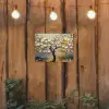 Boom - Bloemen - Goud - Beige tuinposter los doek klein -sfeer1