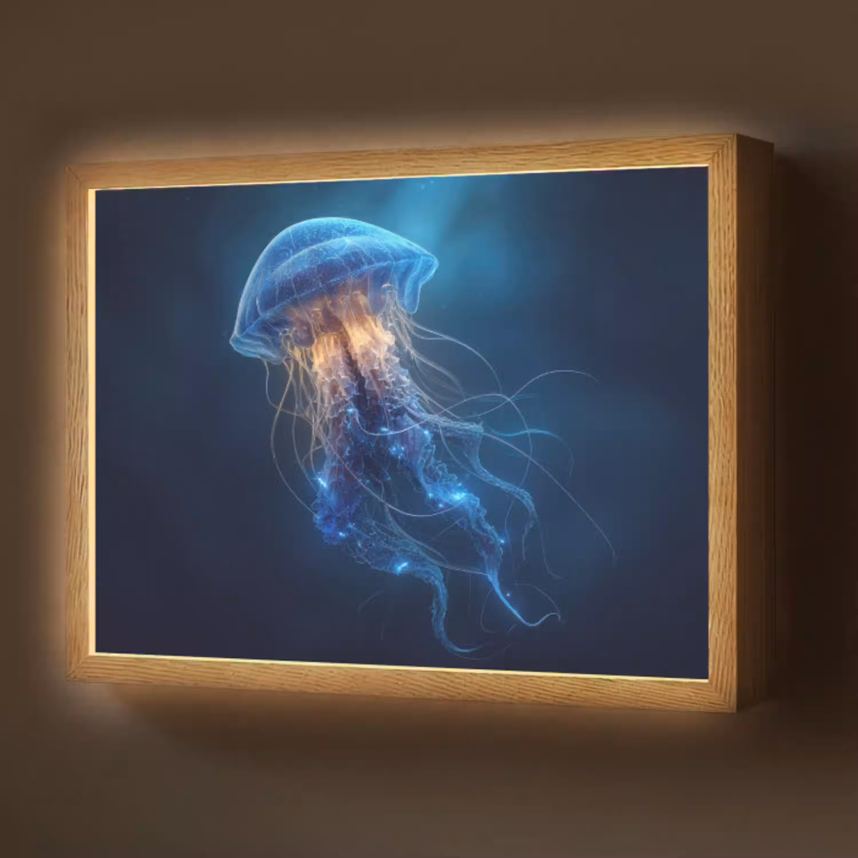 Kwal - Lichtgevend - Tentakels - Blauw Light Box met batterij (Wandlamp) middel -z3d_website