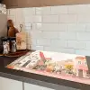 Bloemen - Huizen - Dorp Inductie beschermer vinyl 3mm klein -sfeer3