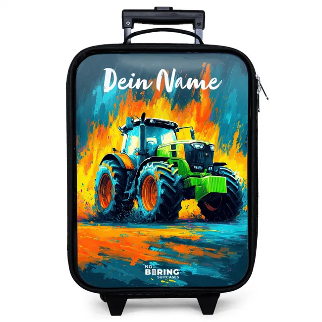 Kinderkoffer mit Name - Abstrakt - Traktor - Grün
