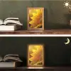 Zonnebloem - Dauwdruppels - Geel - Zonlicht Light Box met kabel (Tafellamp) klein -sfeer3