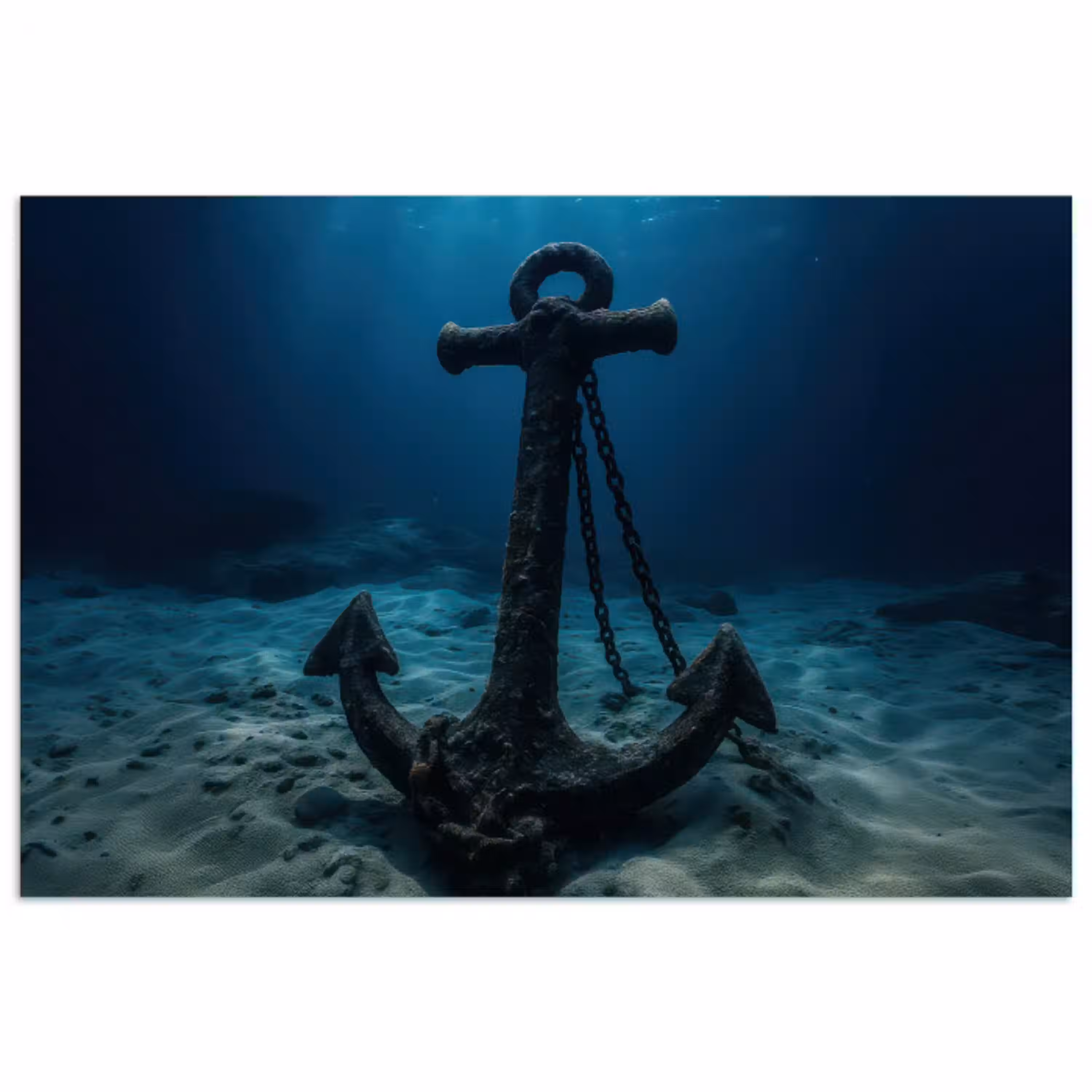 Anker - Ijzer - Zeebodem - Zand poster papier klein -3d