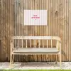 Focus on the good - Strepen - Roze - Smiley Tuinposter op houten frame 2 cm dik klein -sfeer4