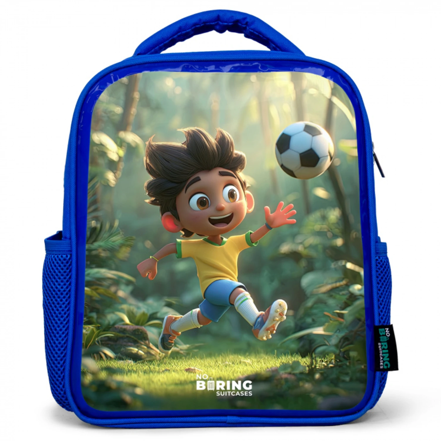 Voetbal - Jongen - Bos Kinderrugzak - Blauw middel -3d