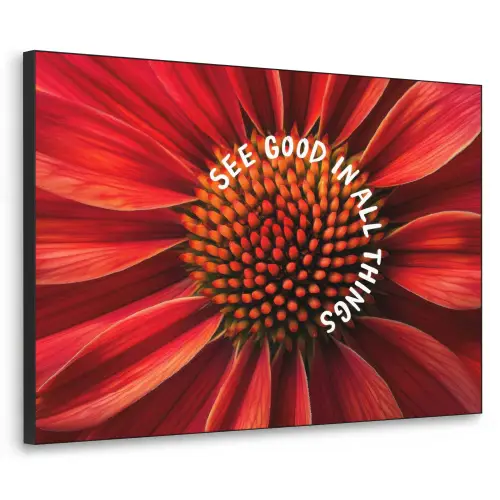 Close up - Bloem - Quote - Rood Textielframe - compleet frame klein -3d