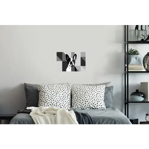 Buldog - Zwart - Abstract - Vlakken Muursticker klein -slaapkamer