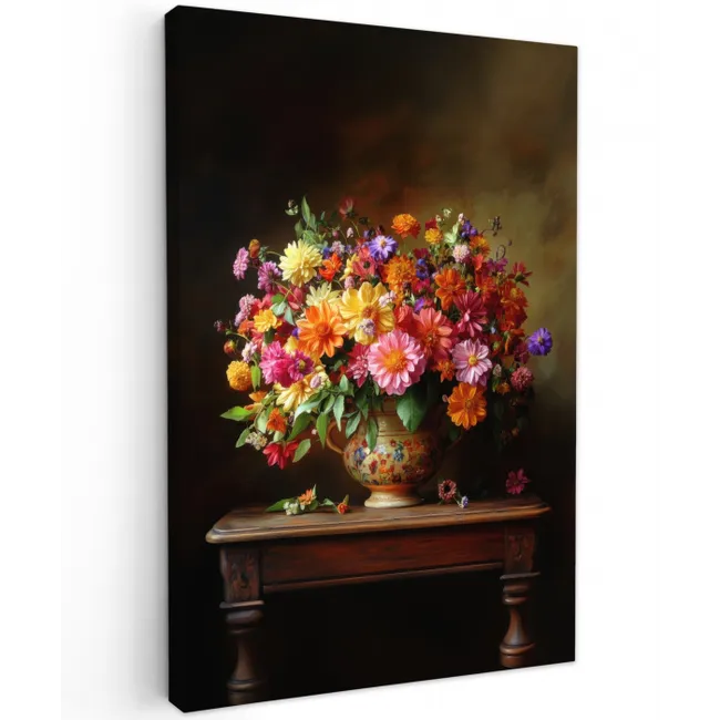 Kleuren - Boeket - Vaas - Hout canvas 2cm klein -z3d