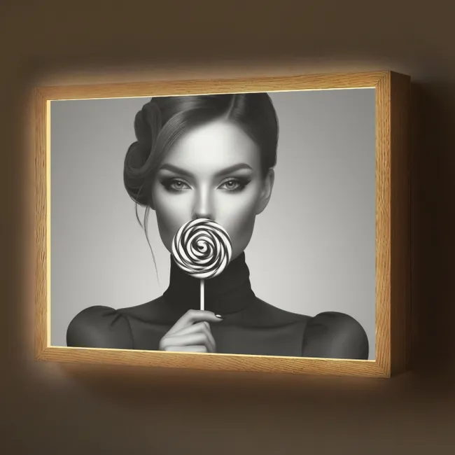 Lightbox - Wandlamp - Vrouw - Lolly - Zwart