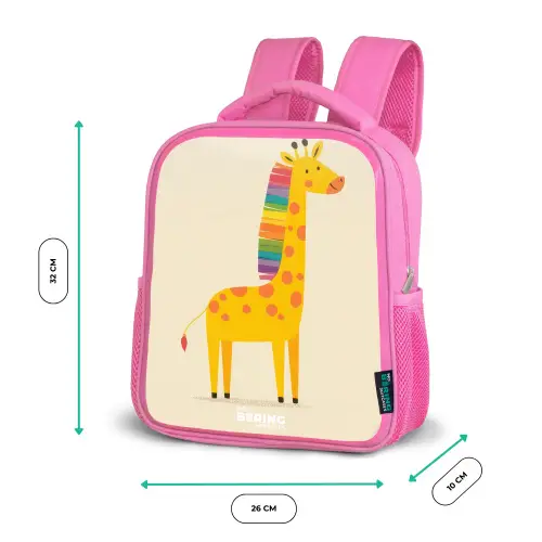 Giraffe - Dier - Kleurrijk Kinderrugzak - Roze middel -productfoto_formaten