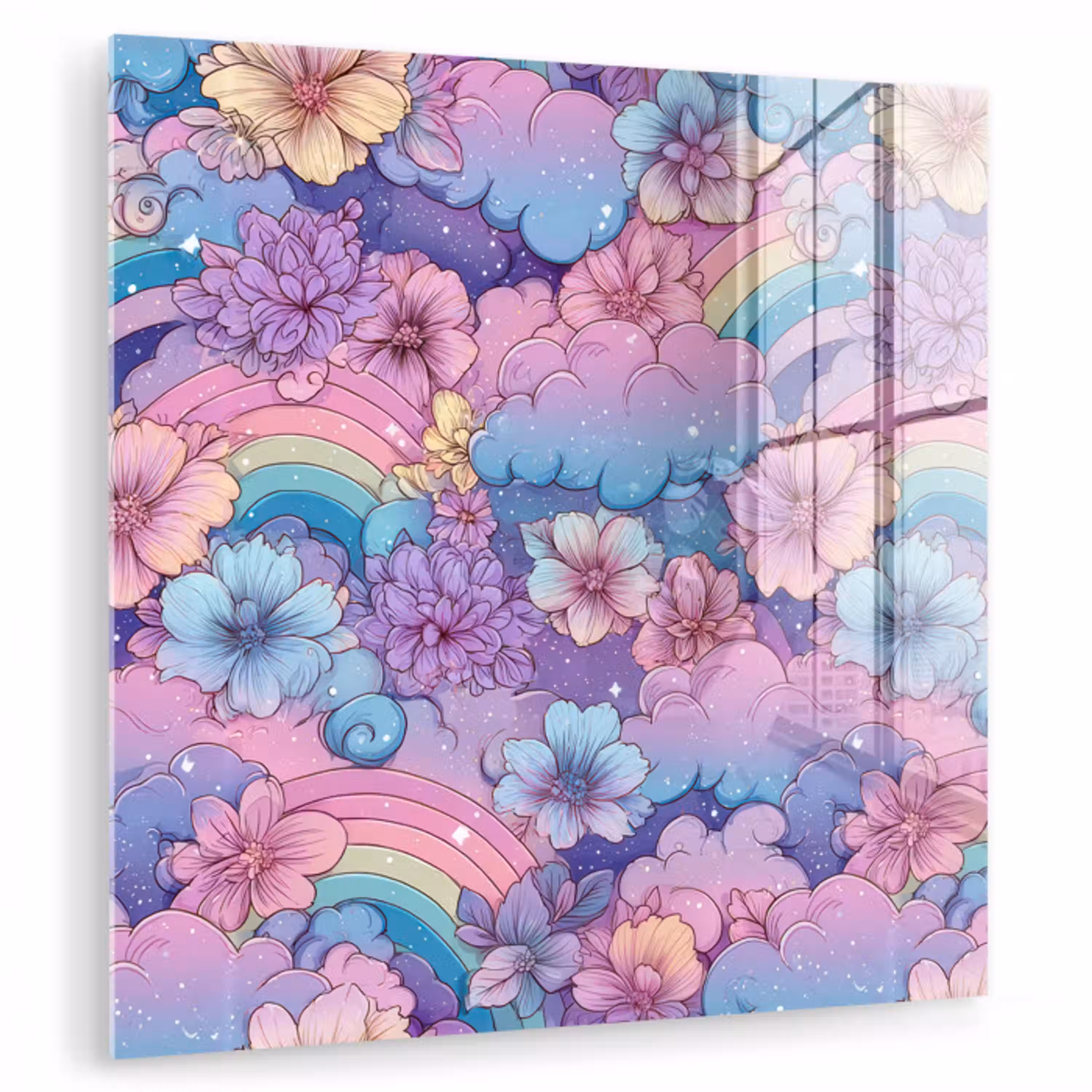 Regenbogen - Bloemen - Kleurrijk - Wolken plexiglas 5mm klein -zzzproduct_nieuw