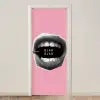 Mond - BLAH BLAH - Roze deurposter klein -3d_beige