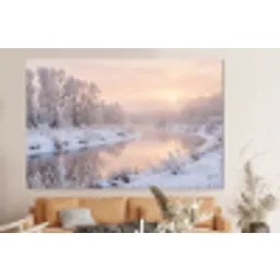 Rivier - Winter - Landschap - Sneeuw - Zonsopgang forex 5mm xxl -bovenbank