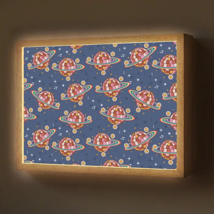 Disco - Blauw - Patroon Light Box met batterij (Wandlamp) middel 907 -z3d_website