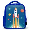 Raket - Planeten - Ruimte Kinderrugzak - Blauw middel -3d