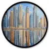 Skyline - Wolkenkrabbers - Water - Blauw Fotolijst rond zonder passe partout klein -3d