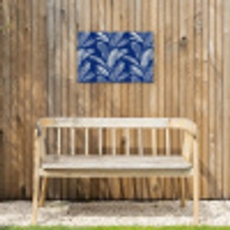 Blad - Palm - Blauw Tuinposter op houten frame 2 cm dik klein 845 -sfeer4
