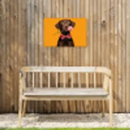 Hond - Oranje - Roos - Valentijn Tuinposter op houten frame 2 cm dik klein -sfeer4