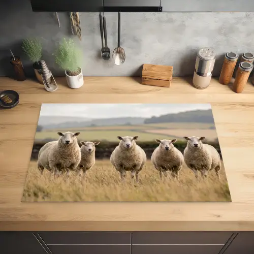 Schapen - Weidenlandschap - Heuvels Inductie beschermer vinyl 3mm klein -sfeer5