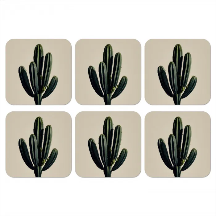Cactus - Subtiel - Groen onderzetter kurk middel -3d