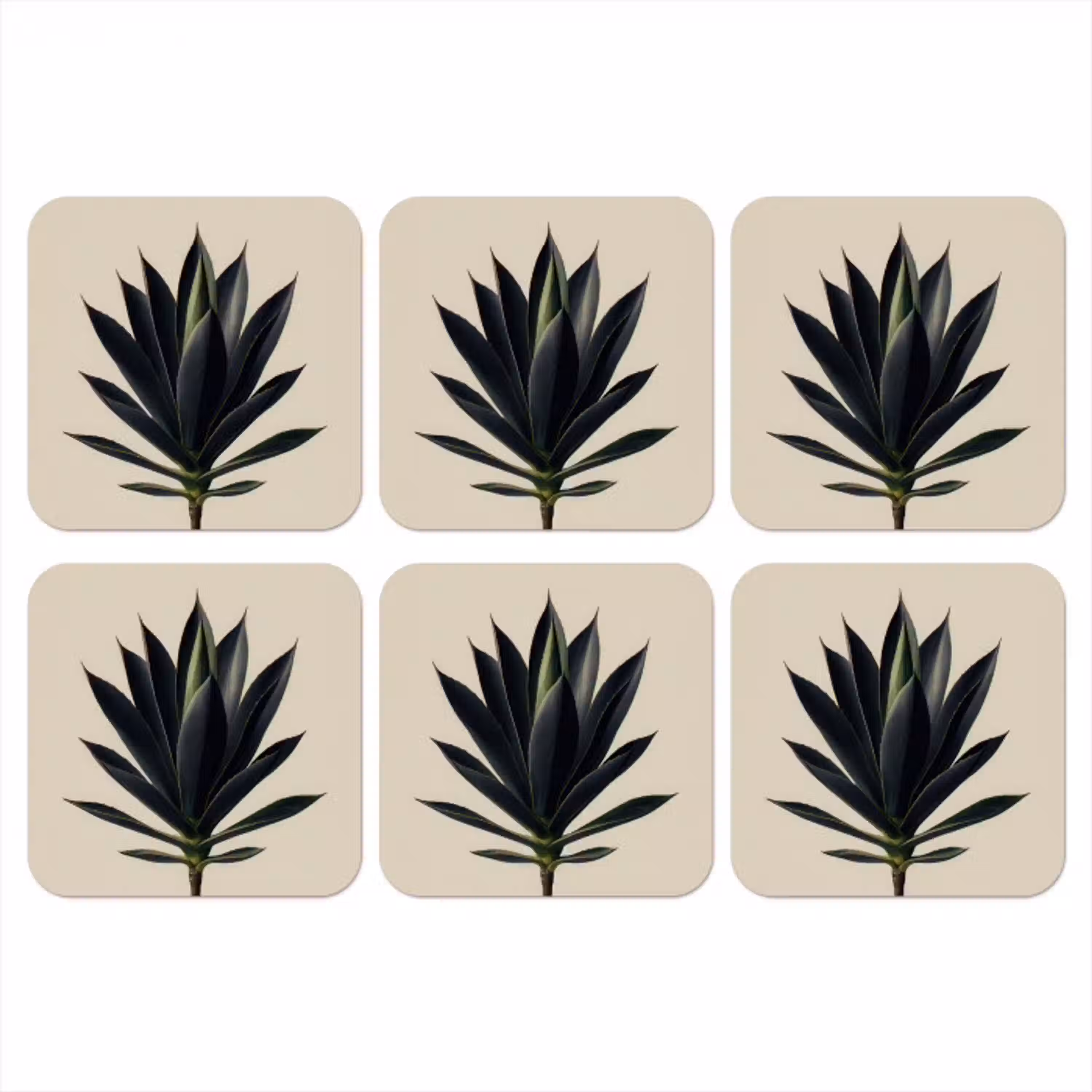 Agaveplant - Symmetrisch - Groen onderzetter kurk middel -3d