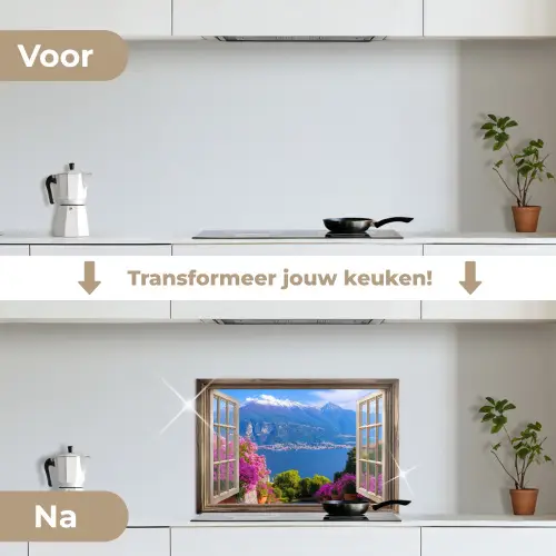 Doorkijk - Berg - Landschap - Uitzicht - Meer keuken achterwand spatscherm klein -voor_na_NL