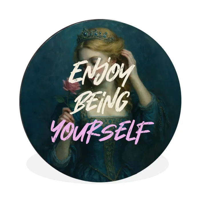 Vrouw - Roos - Quote Wandcirkel aluminium klein -3d