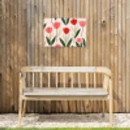 Tulpen - Modern - Roze Tuinposter op houten frame 2 cm dik klein -sfeer4