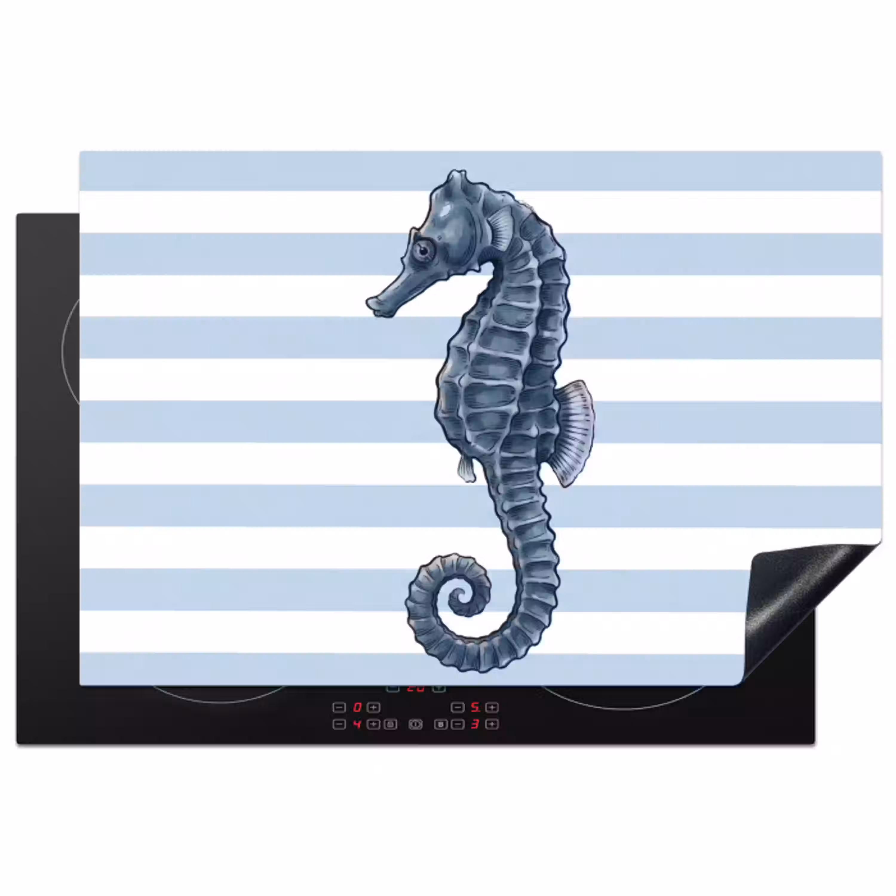 Vis - Oceaan - Illustratie - Blauw - Strepen Inductie beschermer vinyl 3mm klein -3d