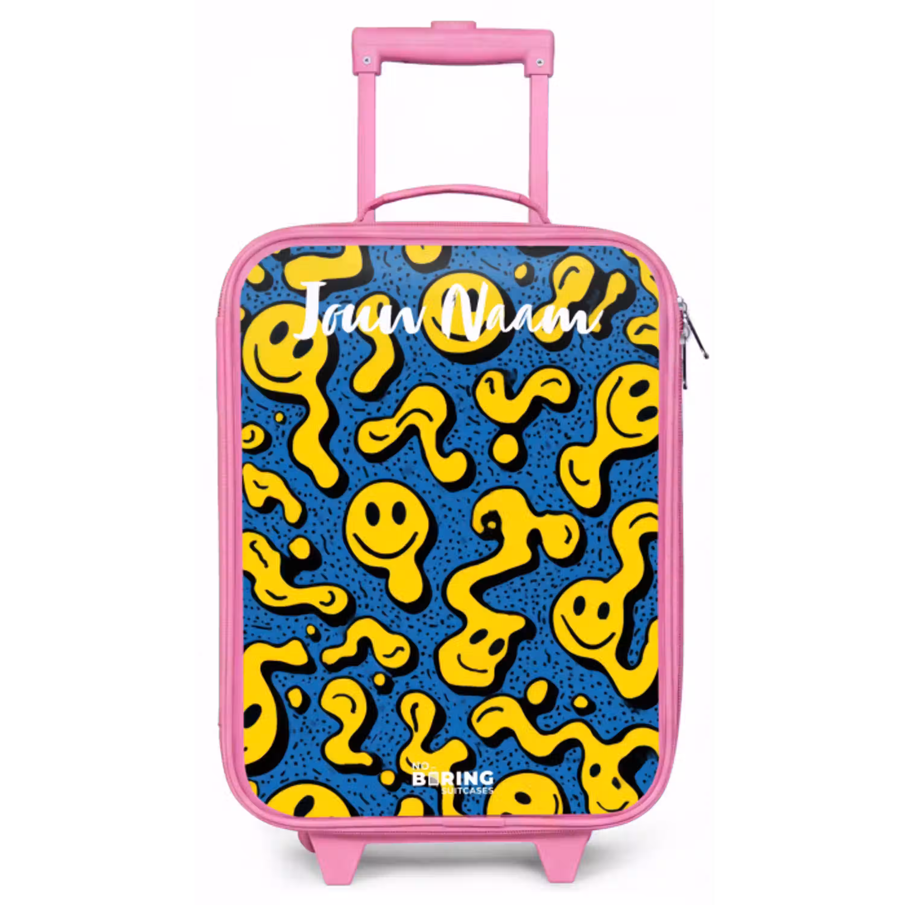 Smiley - Geel - Blauw Kinderkoffer - Roze klein -zz3dotto