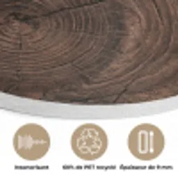 Houtnerf - Textuur - Patroon - Bruin - Rustiek Akoestische PET Vilt - Rond klein -closeup_FR