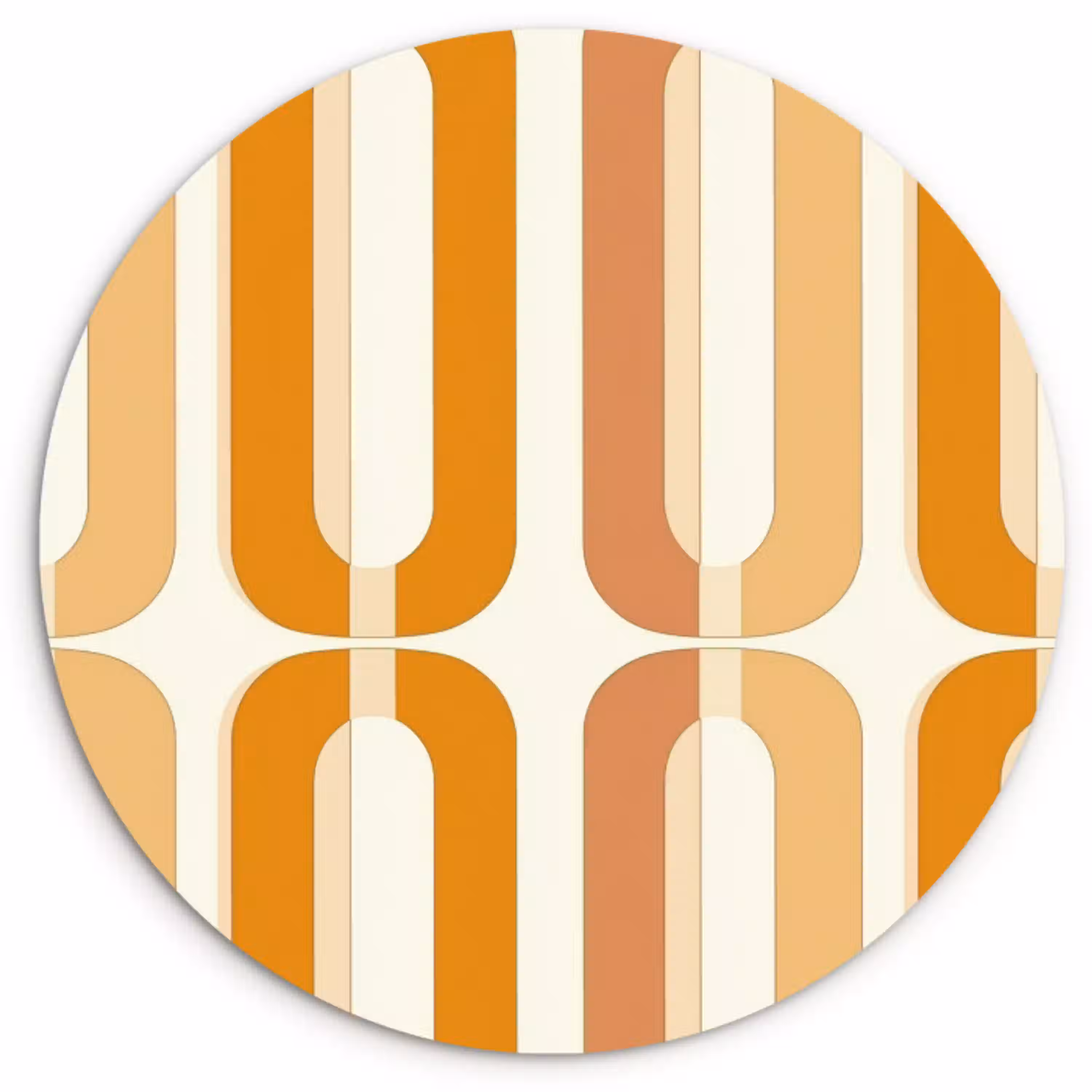 U-vorm - Retro - Oranje Wandcirkel kunststof plaat 5mm dik klein 188 -3d