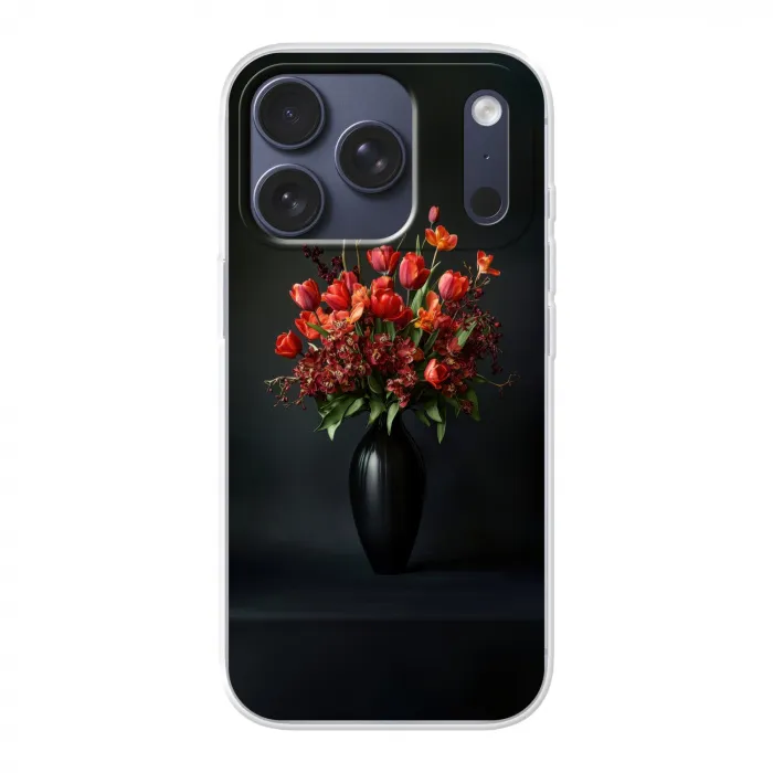 Boeket - Tulpen - Vaas - Rood Telefoonhoesje iPhone 17 Pro klein -3d