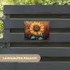 Zonnebloem op Bakstenen Muur tuinposter los doek klein -sfeer3