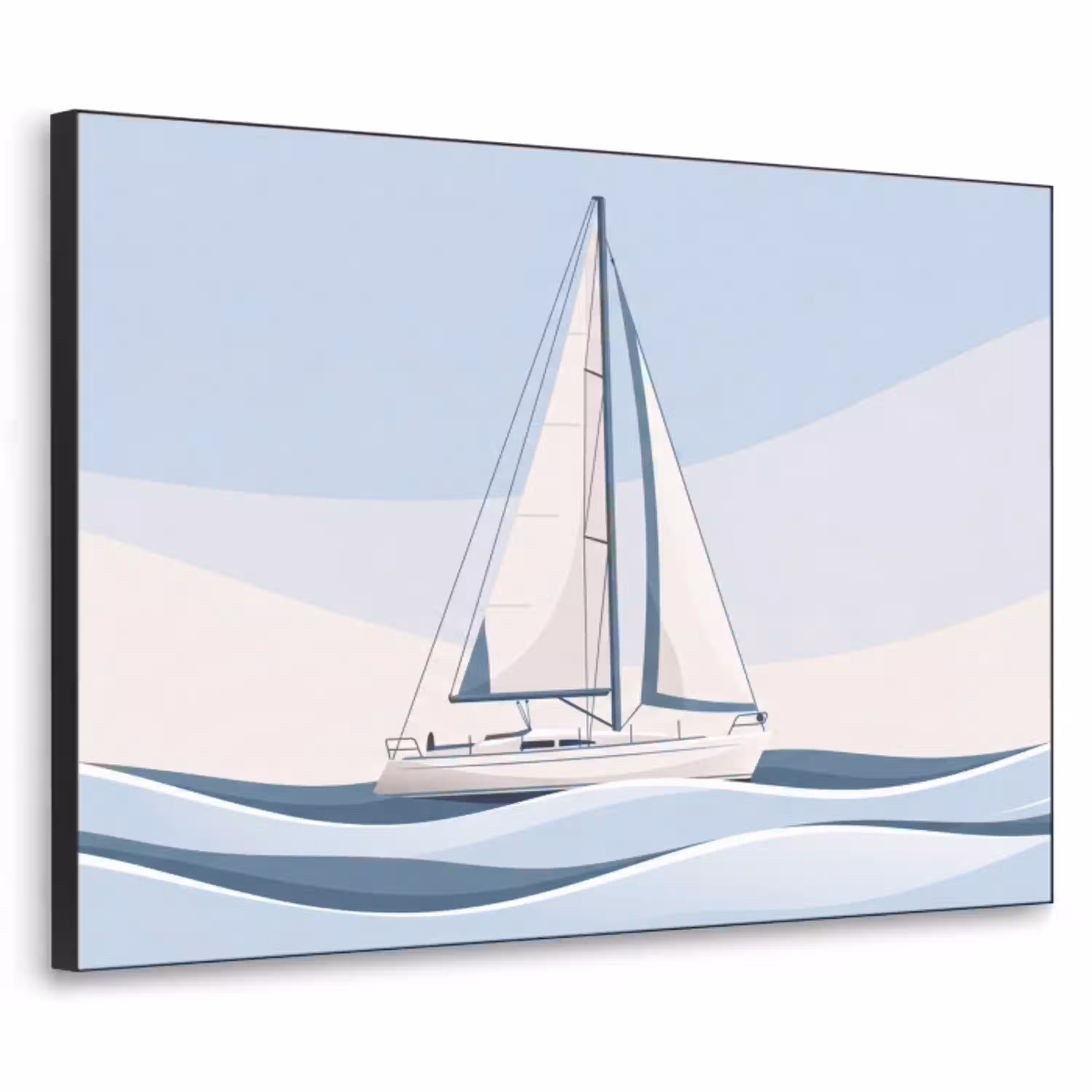 Boot - Zeil - Zee - Modern - Beige Textielframe zwart klein -3d