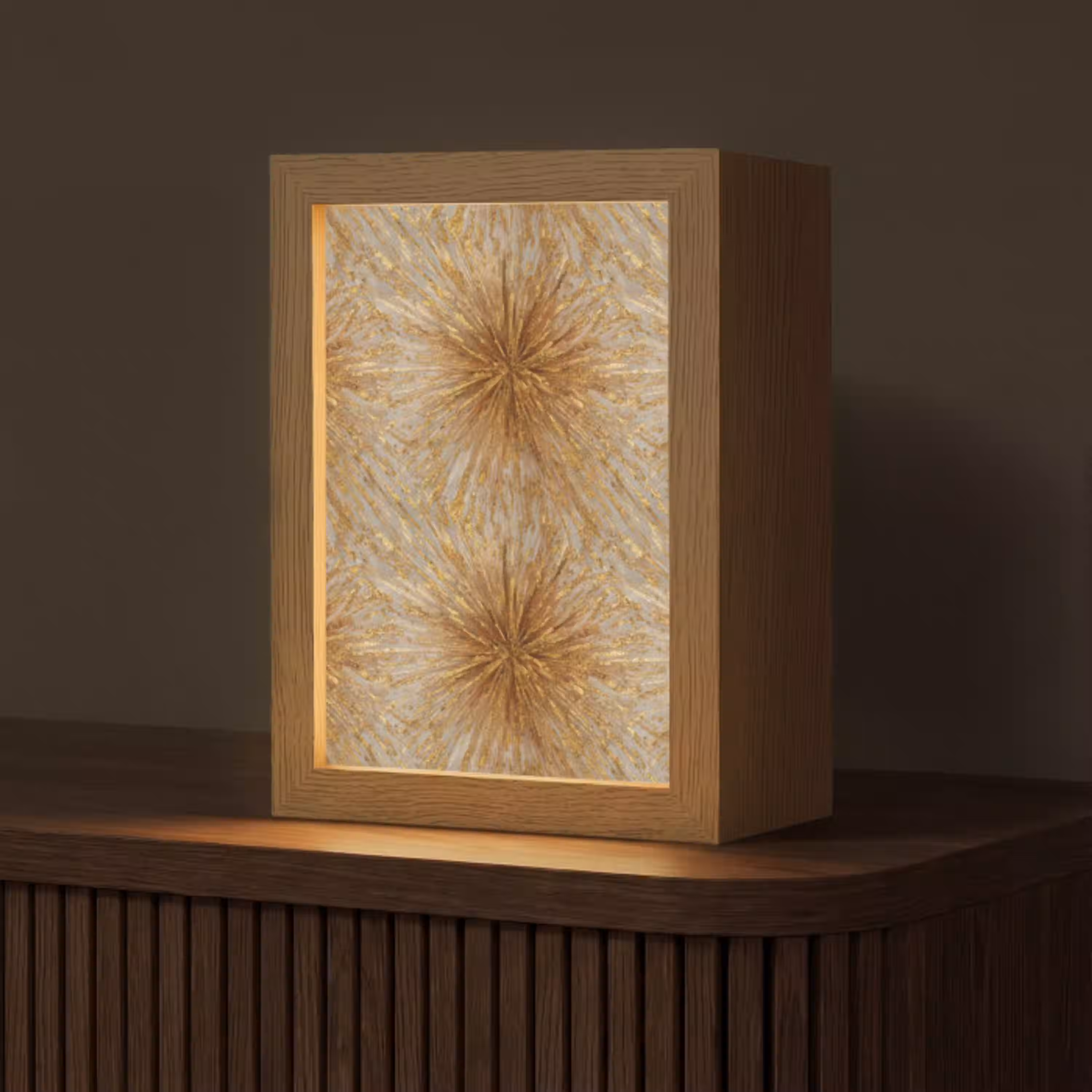 Explosie - Abstract - Goud - Wit Light Box met kabel (Tafellamp) klein 925 -z3d_website