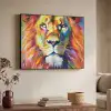 Leeuw - Olieverf - Kunst - Dieren Textielframe zwart klein -sfeer3