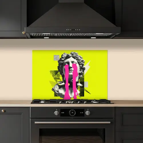 Buste - Verf - Geel keuken achterwand spatscherm klein -sfeer1