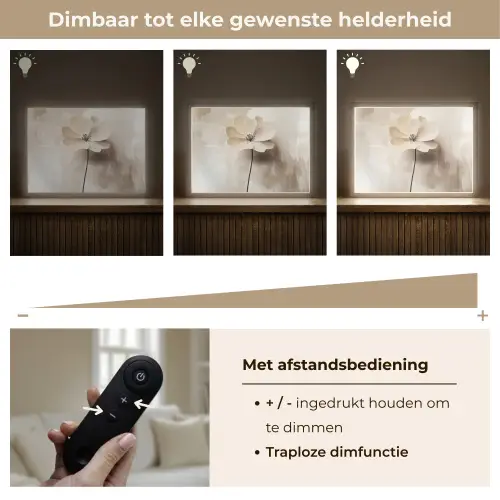 Bloem - Beige - Verf - Schaduw Light Box met batterij (Wandlamp) middel -USP_dimbaarNL