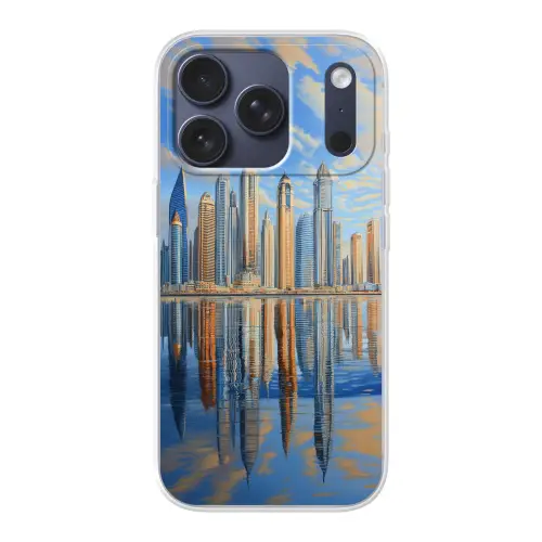 Skyline - Wolkenkrabbers - Water - Blauw Telefoonhoesje iPhone 17 Pro klein -3d