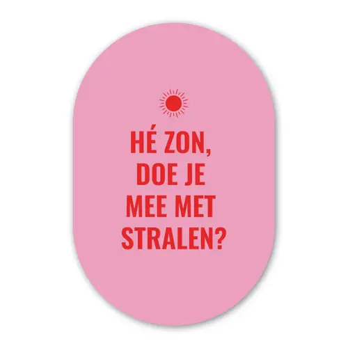 Roze - Zon - Quote Wandcirkel Ovaal Glas middel -3d