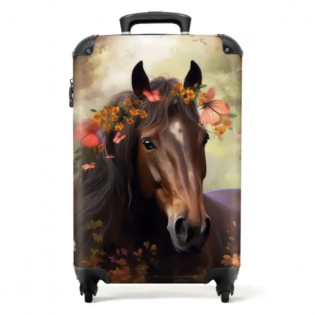 Koffer - Paard - Dieren - Bloemen - Bos - Vlinder Koffer - NBS - Handbagage middel -productfoto_recht
