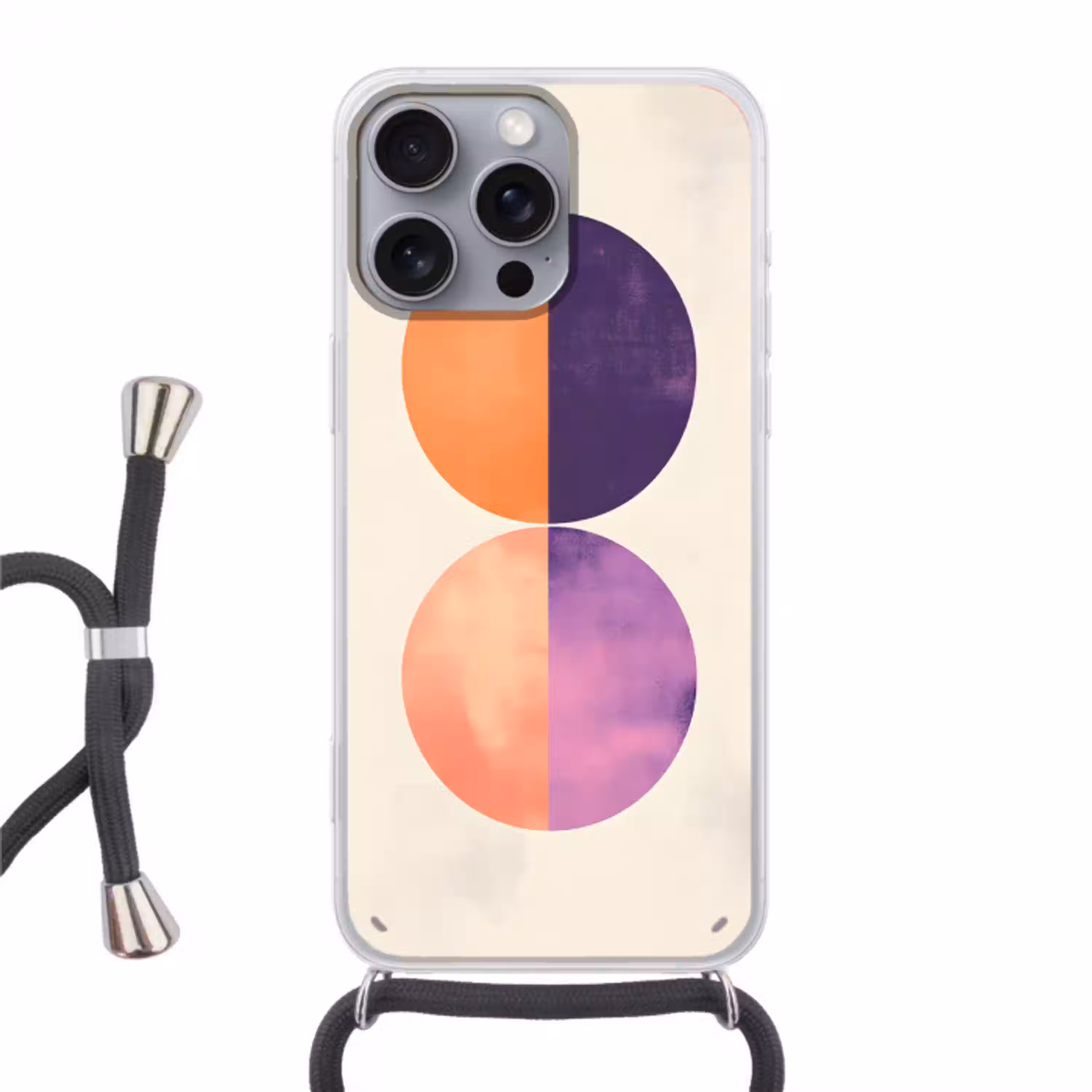 Abstract - Cirkels - Paars Hoesje iPhone 16 Pro Max met koord klein -3d