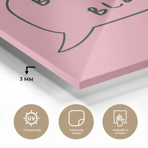 Tekstwolkje - BLAH BLAH BLAH - Roze plexiglas 5mm klein -sfeer2