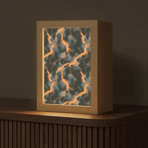 Oranje - Bliksem - Wolken Light Box met kabel (Tafellamp) klein 925 -z3d_website