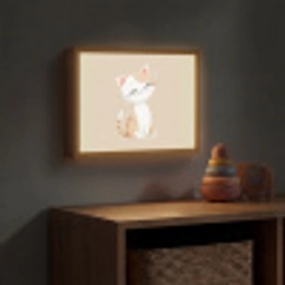 Kat - Kitten - Beige Light Box met batterij (Wandlamp kind) middel -sfeer5_kind