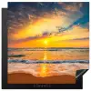 Zonsondergang - Strand - Zee - Wolken - Oranje Inductie beschermer vinyl 3mm middel -3d