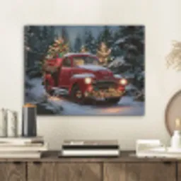 Kersttruck - Sneeuwbos - Rood PET vilt klein -sfeer1