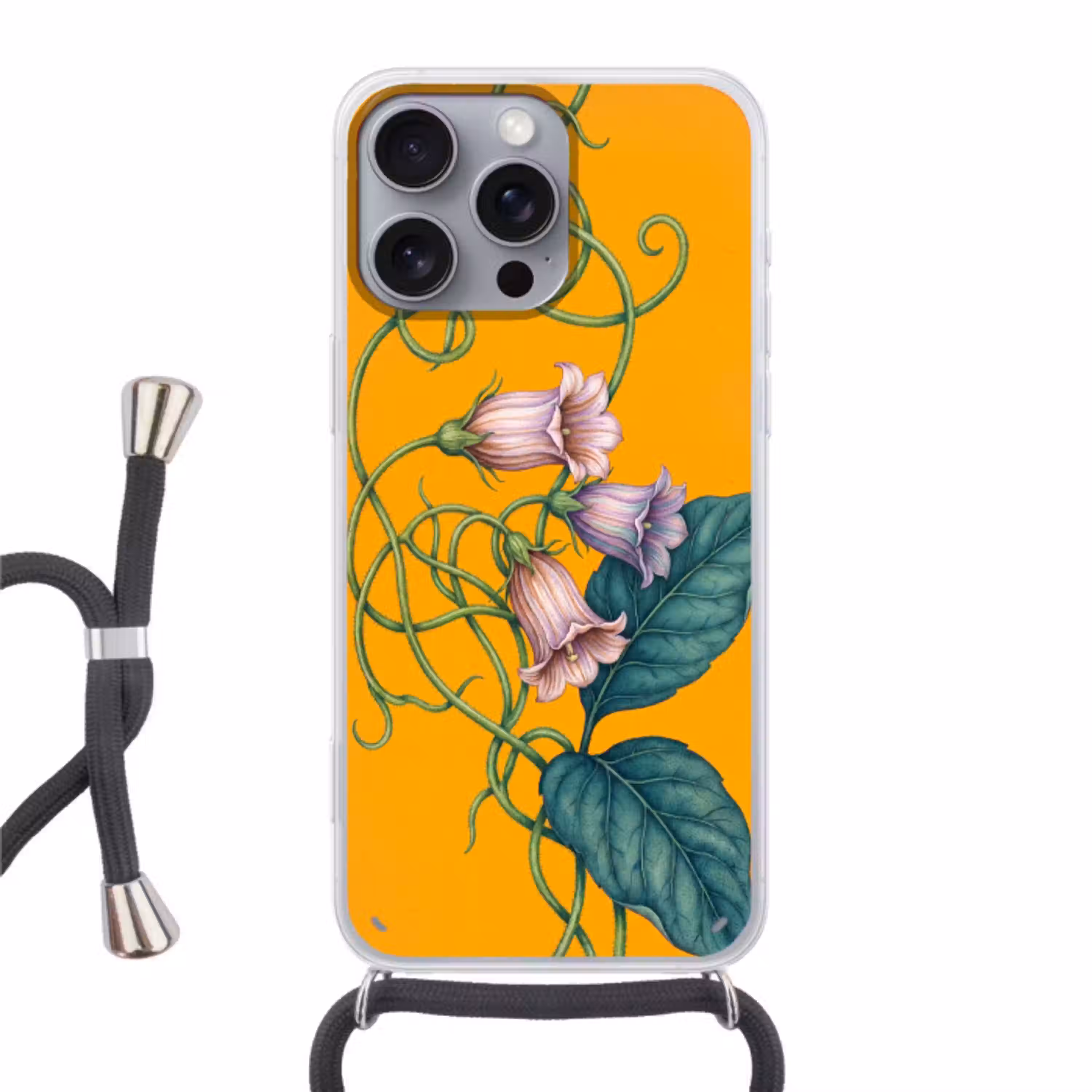 Bloemen - Botanisch - Geel Hoesje iPhone 16 Pro Max met koord klein -3d