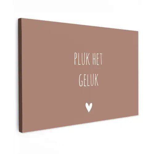Pluk het geluk - Spreuken - Quotes Tuinposter op houten frame 2 cm dik klein -3d